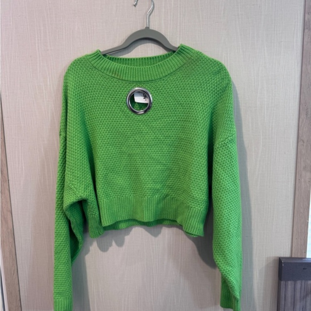 ASOS Bright Green Knit Sweater with Metal Ring Detail